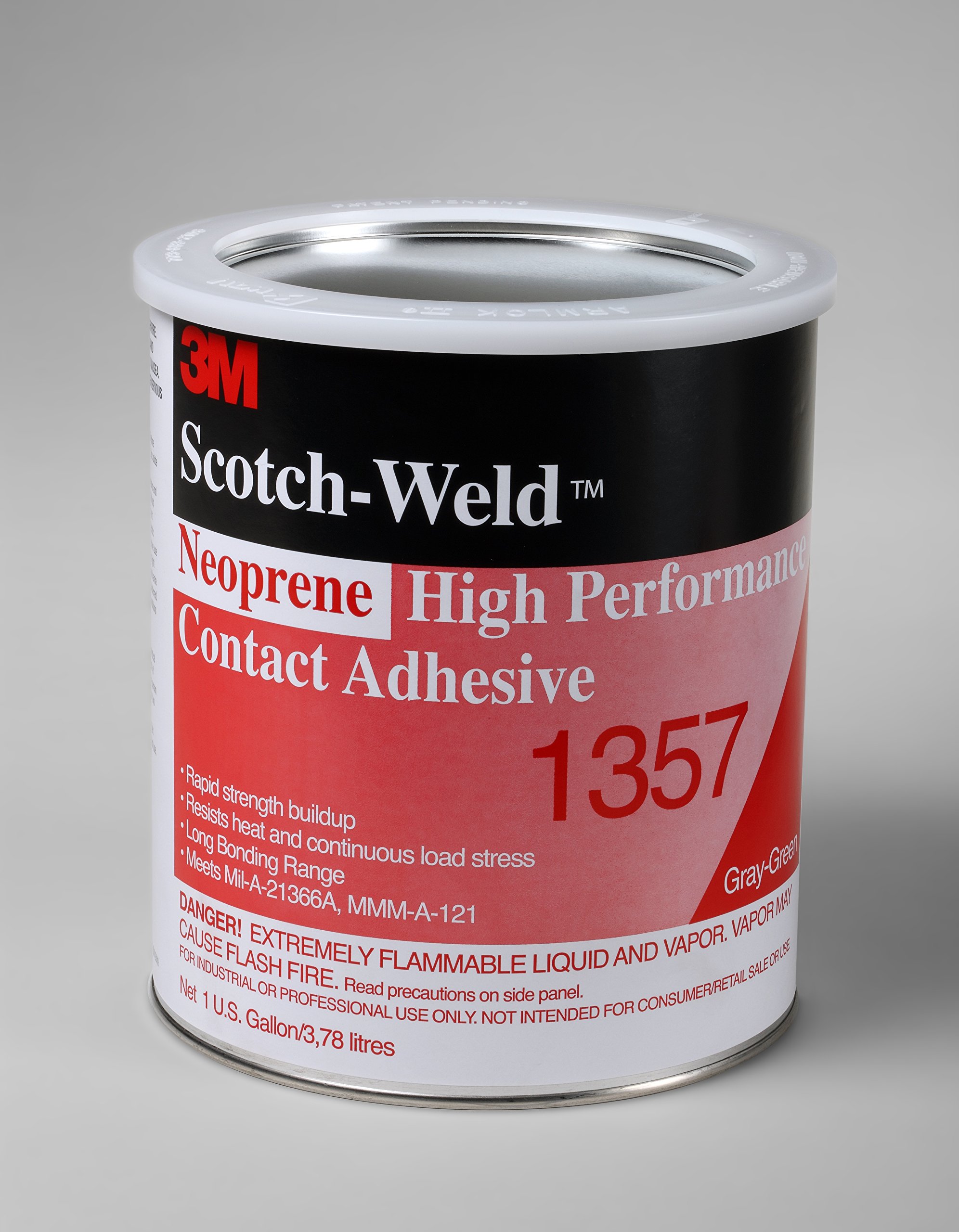 3M Neoprene High Performance Contact Adhesive 1357, Gray-Green, 1